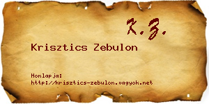Krisztics Zebulon névjegykártya
